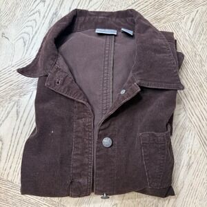 Chico's Size 2 Large Brown Button Front Corduroy‎ Jacket Casual Everyday